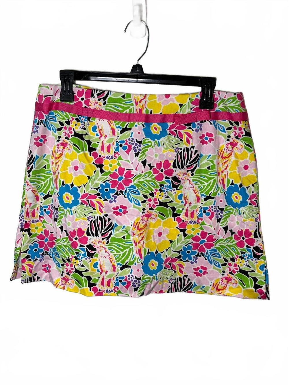 Bamboo Traders Womens Size 12 Tropical Floral Parrot Skort Pink Green